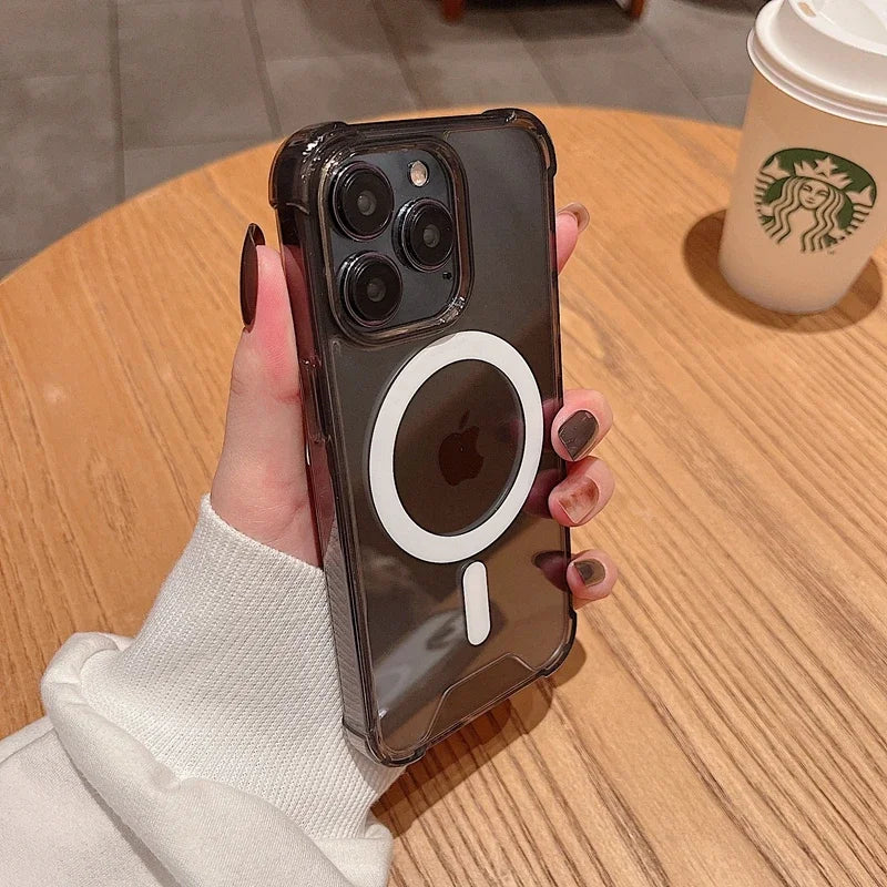 Transparent Magnetic Shockproof iPhone case with Wireless Charging