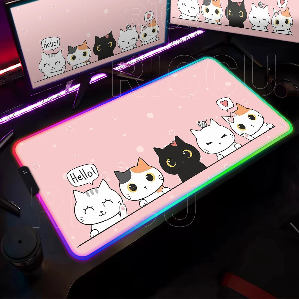 KittyGlow RGB Gaming Desk Mat