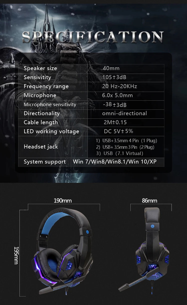 SonicWave LED Gaming Headset