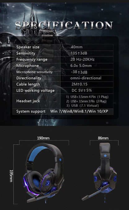 SonicWave LED Gaming Headset