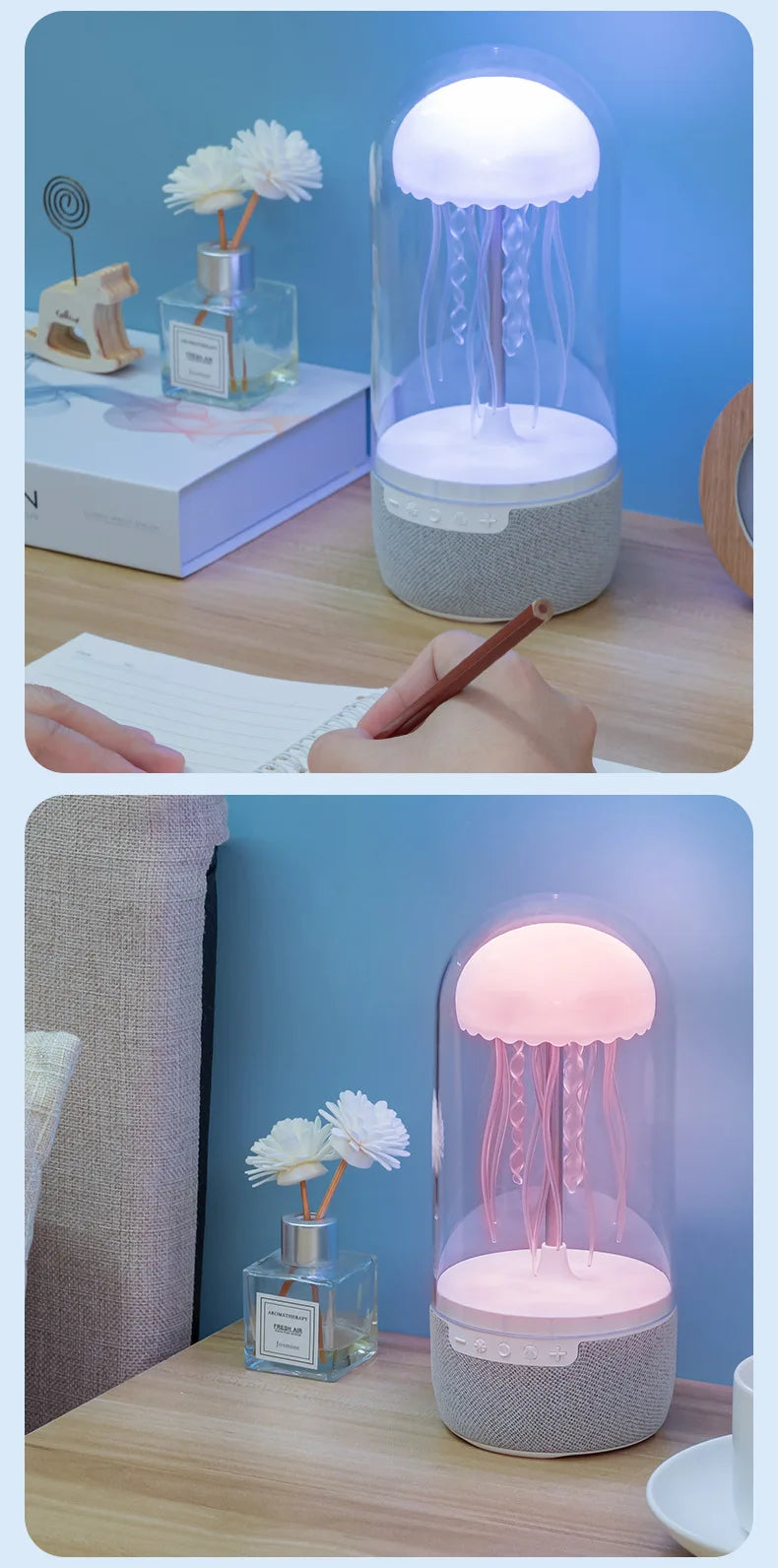 Colorful Jellyfish Lamp Bluetooth Speaker HiFi Stereo Speaker with Lights for Home Office