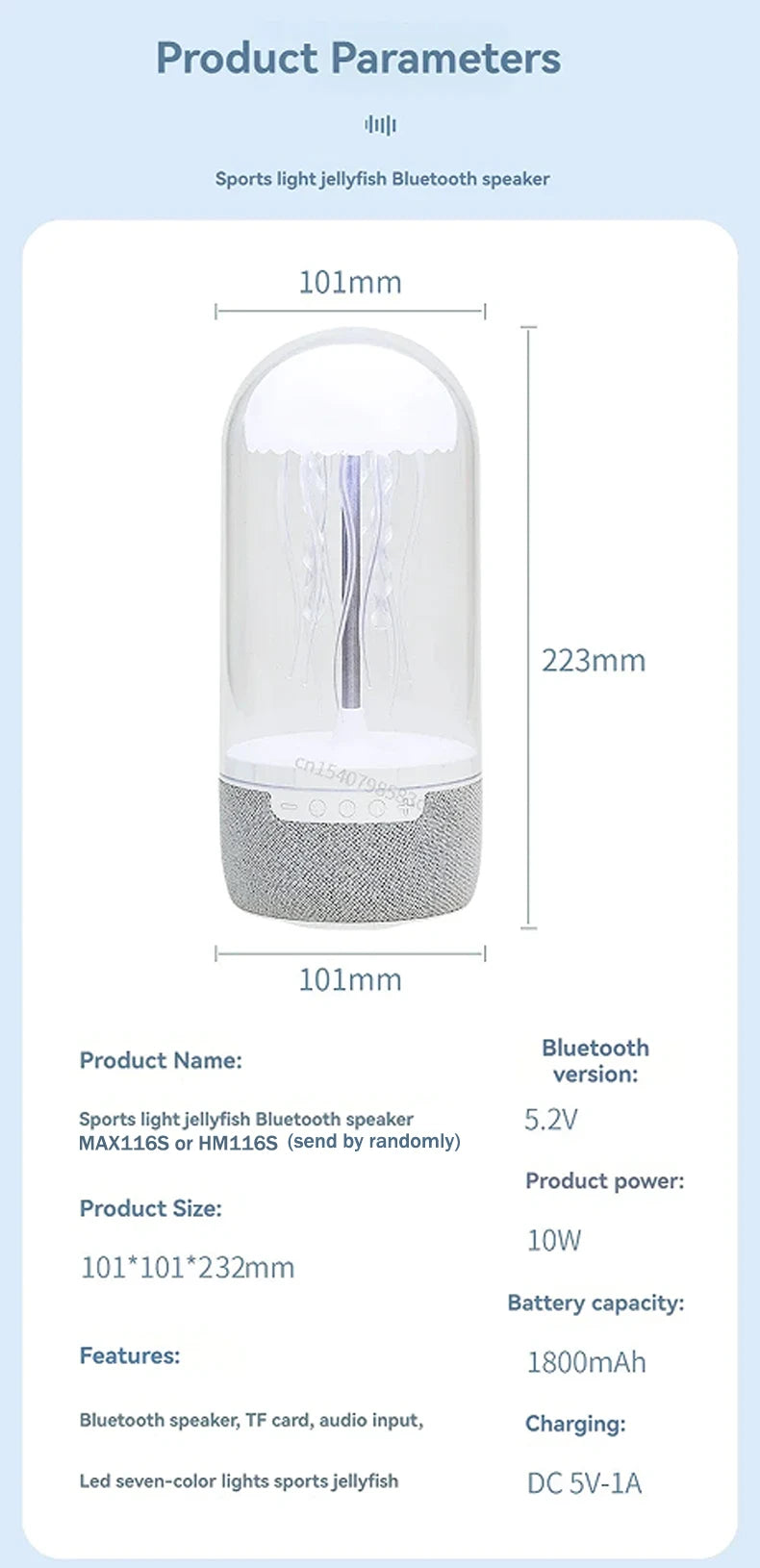 Colorful Jellyfish Lamp Bluetooth Speaker HiFi Stereo Speaker with Lights for Home Office