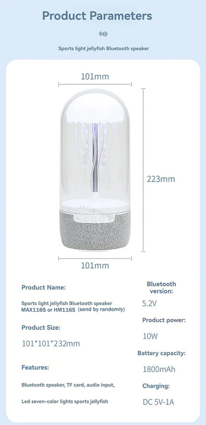 Colorful Jellyfish Lamp Bluetooth Speaker HiFi Stereo Speaker with Lights for Home Office