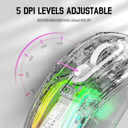 ATTACK SHARK X2 Pro Triple Mode Wireless Transparent Shell Gaming Mouse RGB Rechargeable 4000 DPI Rechargeable Dock Mouse