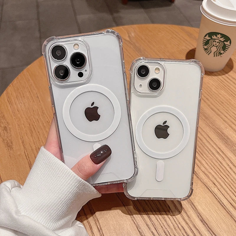 Transparent Magnetic Shockproof iPhone case with Wireless Charging