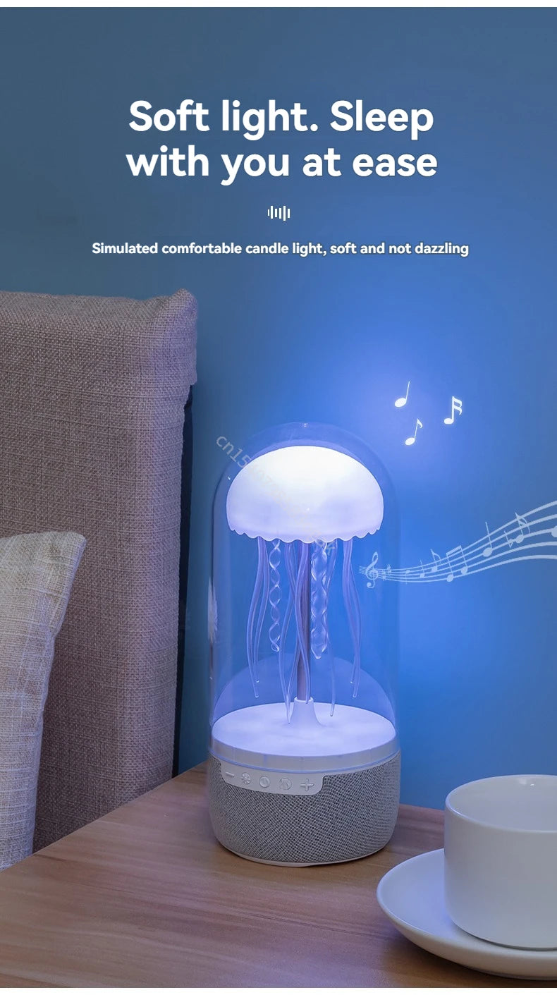 Colorful Jellyfish Lamp Bluetooth Speaker HiFi Stereo Speaker with Lights for Home Office