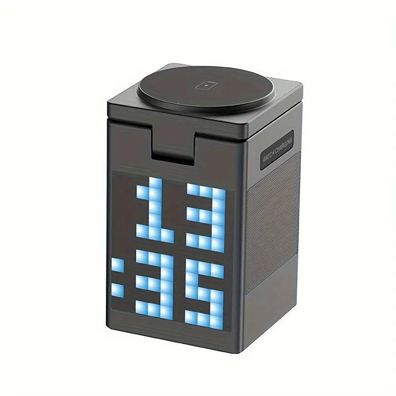 6-in-1 Magnetic Wireless Charging Station with Bluetooth Speaker & Alarm Clock