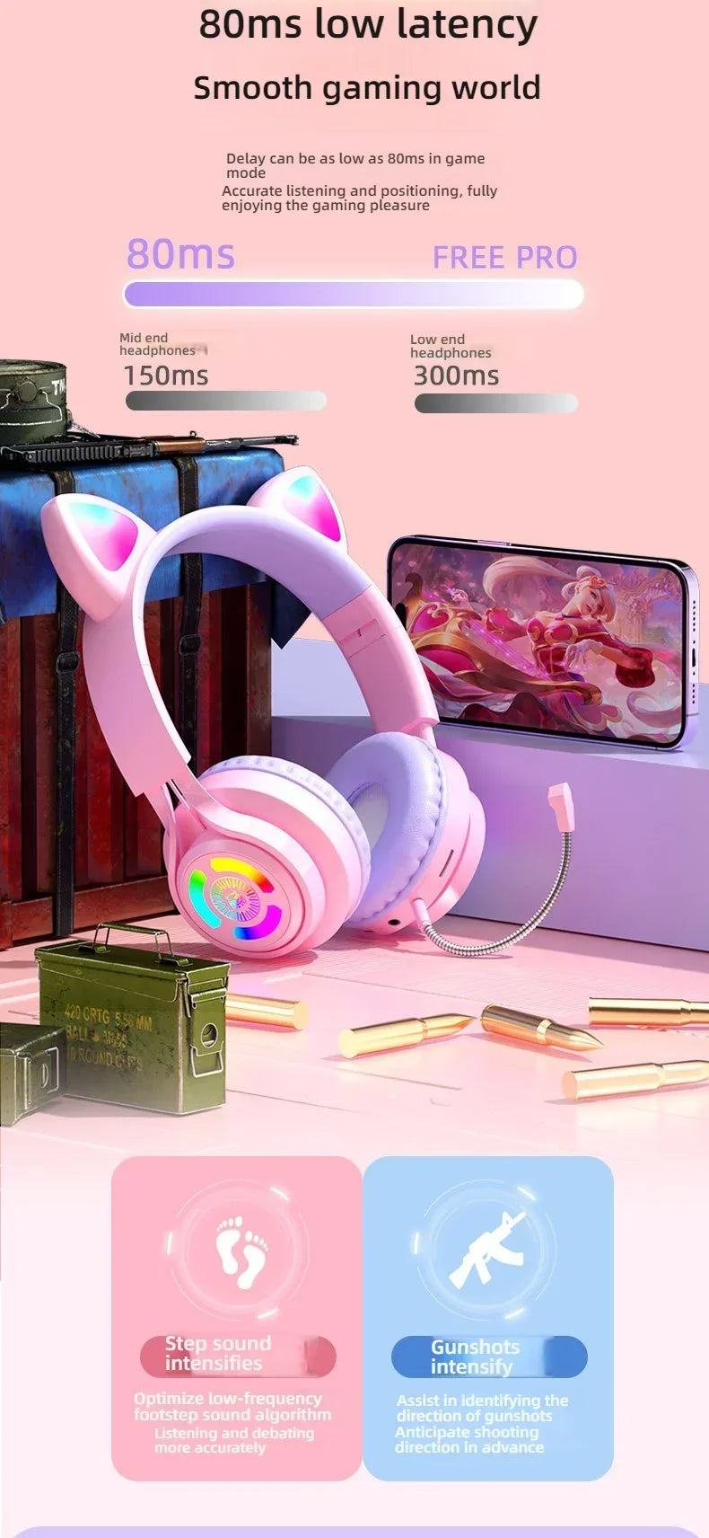 NekoSound RGB Cat Ear Gaming Headset