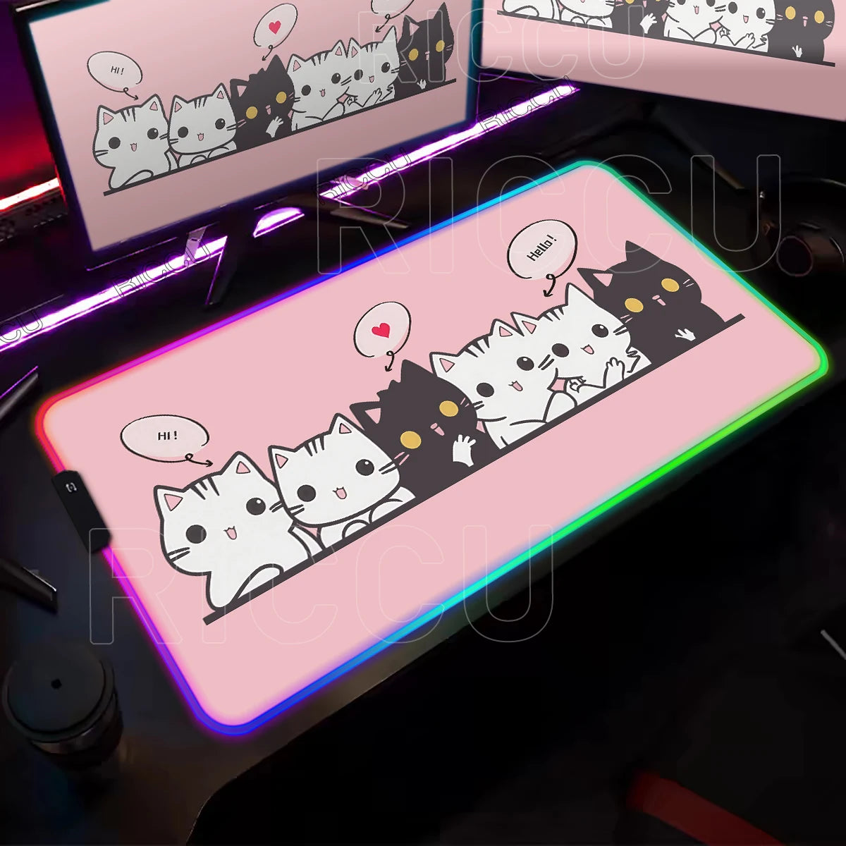 KittyGlow RGB Gaming Desk Mat