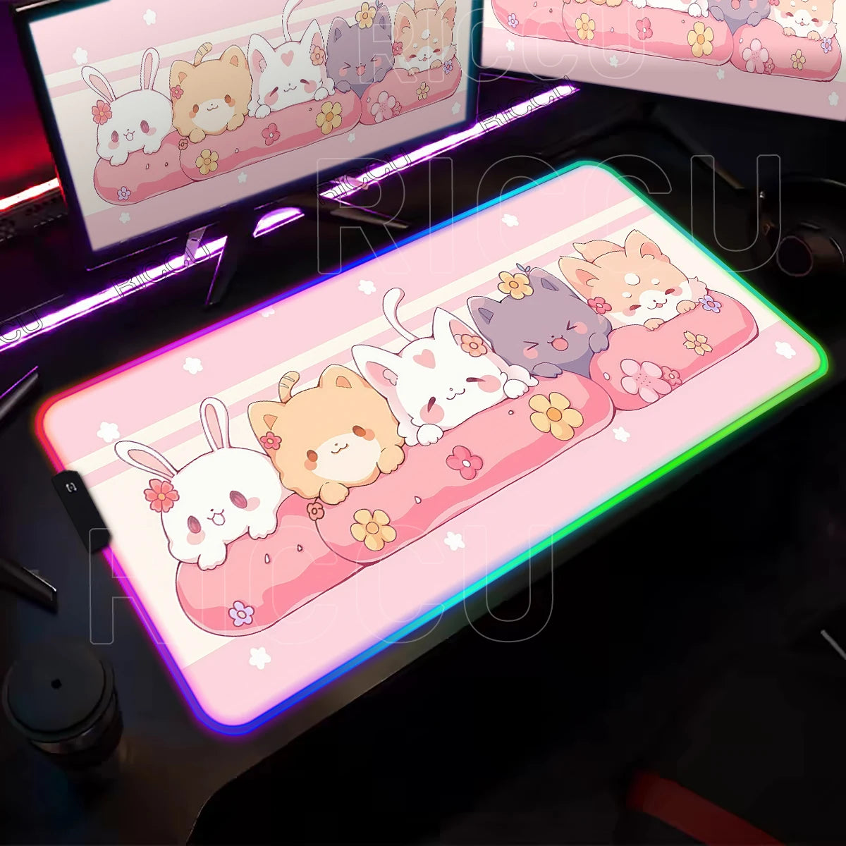 KittyGlow RGB Gaming Desk Mat