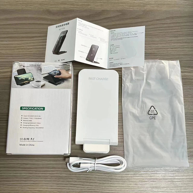 30W Foldable Wireless Charger Stand Pad For iPhone 15 14 13 12 11 X XS Samsung S22 S20 S10 Xiaomi Fast Charging Station