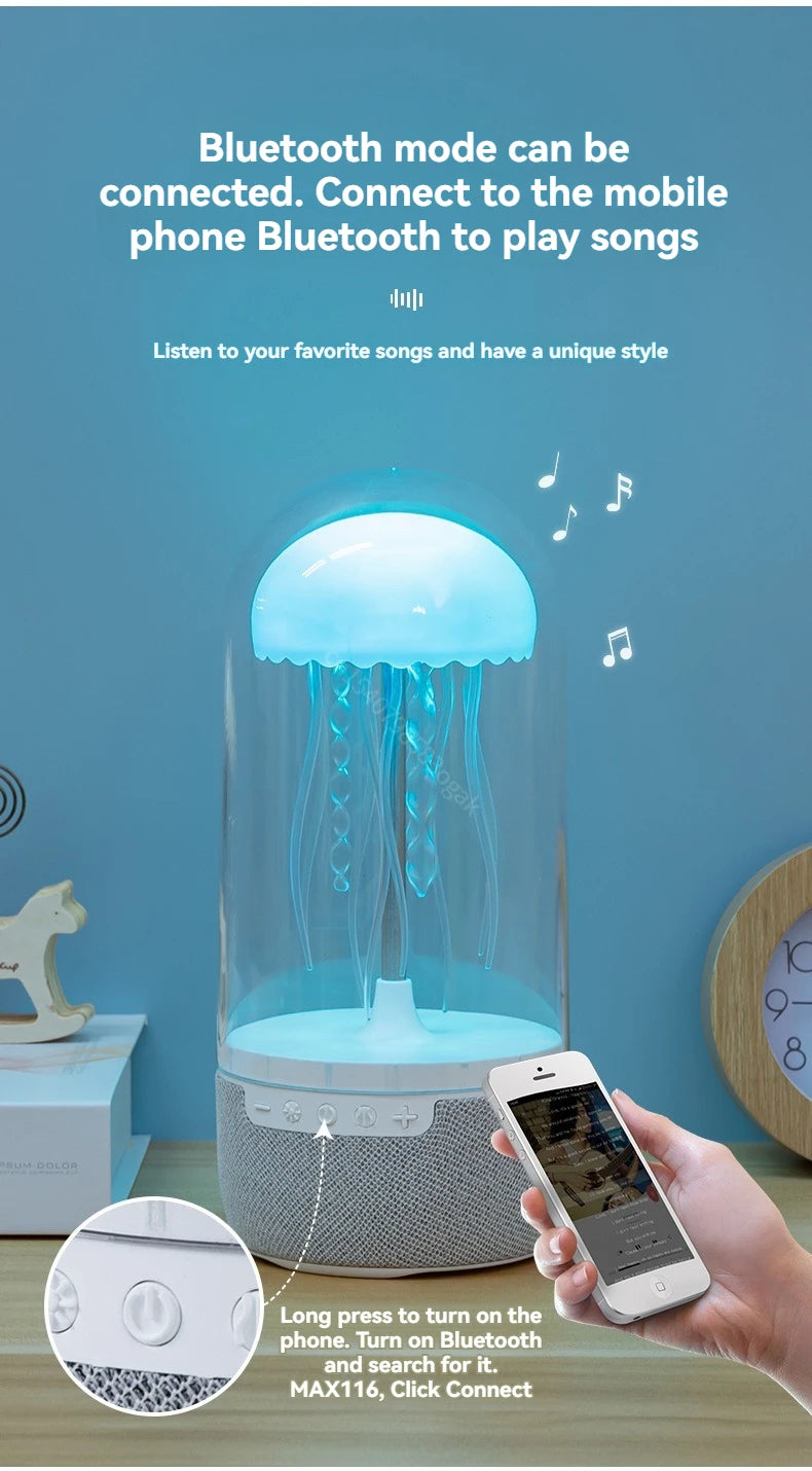 Colorful Jellyfish Lamp Bluetooth Speaker HiFi Stereo Speaker with Lights for Home Office