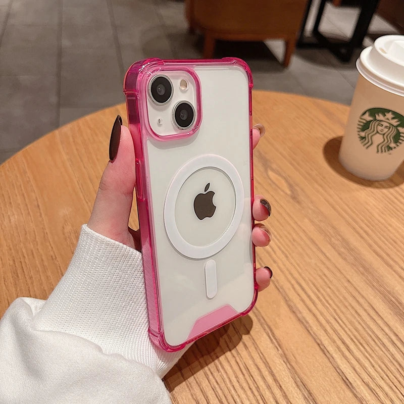 Transparent Magnetic Shockproof iPhone case with Wireless Charging