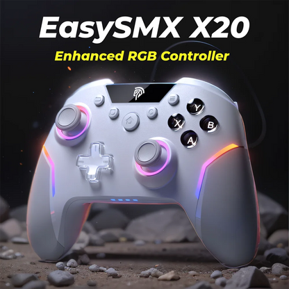 Wireless Gamepad Enhanced Controller Compatible with PC/NS/TV/Phone/Laptop, Hall Micro Triggers Joystick RGB Effect