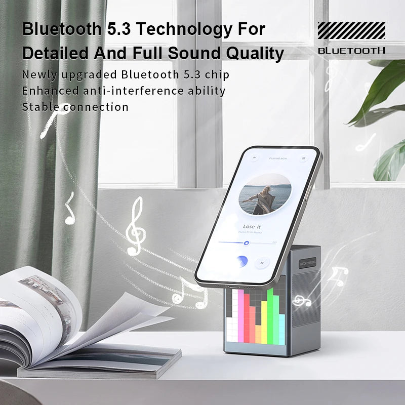 6-in-1 Magnetic Wireless Charging Station with Bluetooth Speaker & Alarm Clock