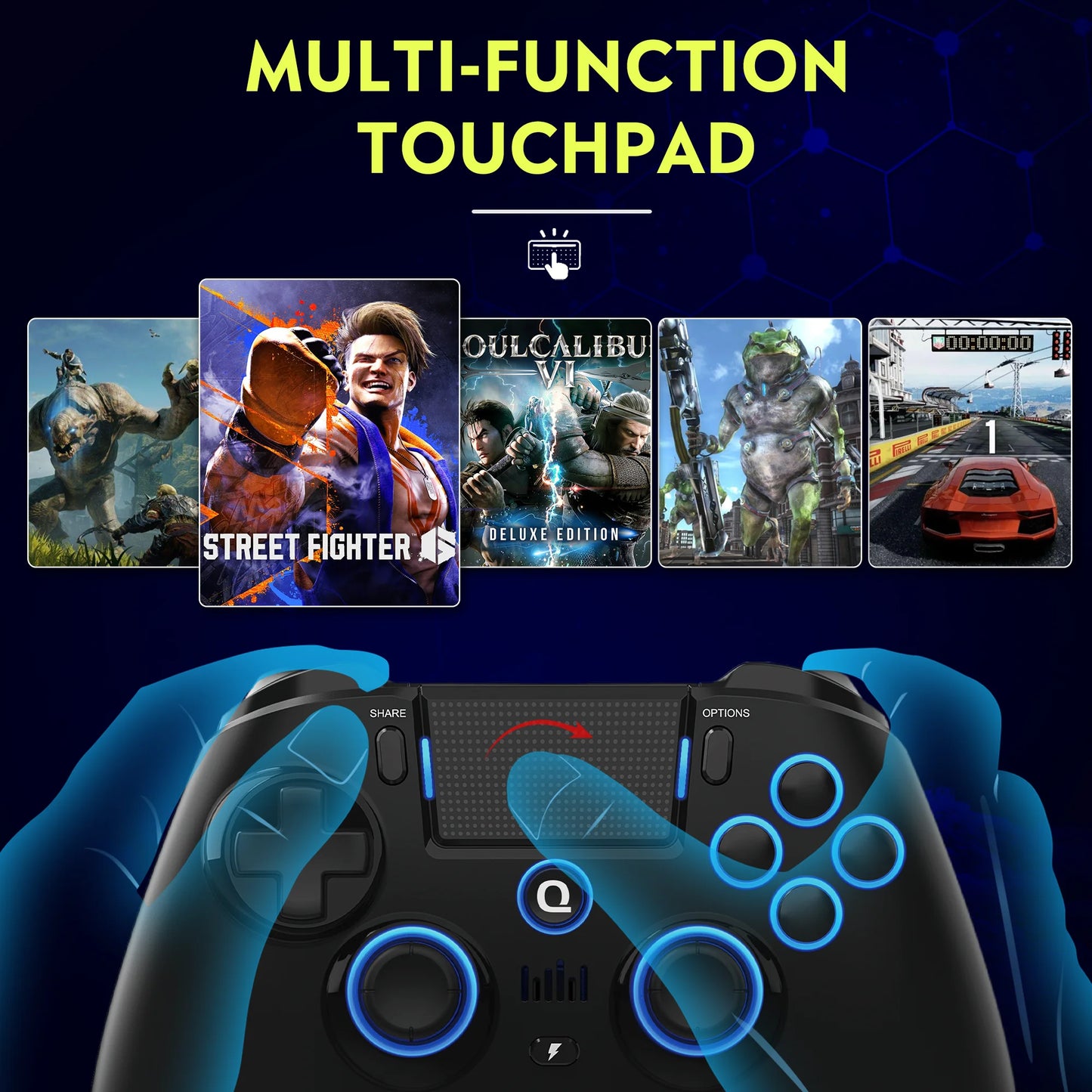 Wireless Gaming Controller for PS5 PS4 PS3 IOS Android PC
