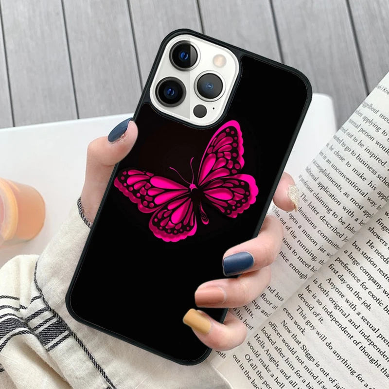 Pretty Butterfly iPhone Case -NEON SPARKLY BUTTERFLIES for iPhone 16 15 14 Pro MAX Plus cover shell