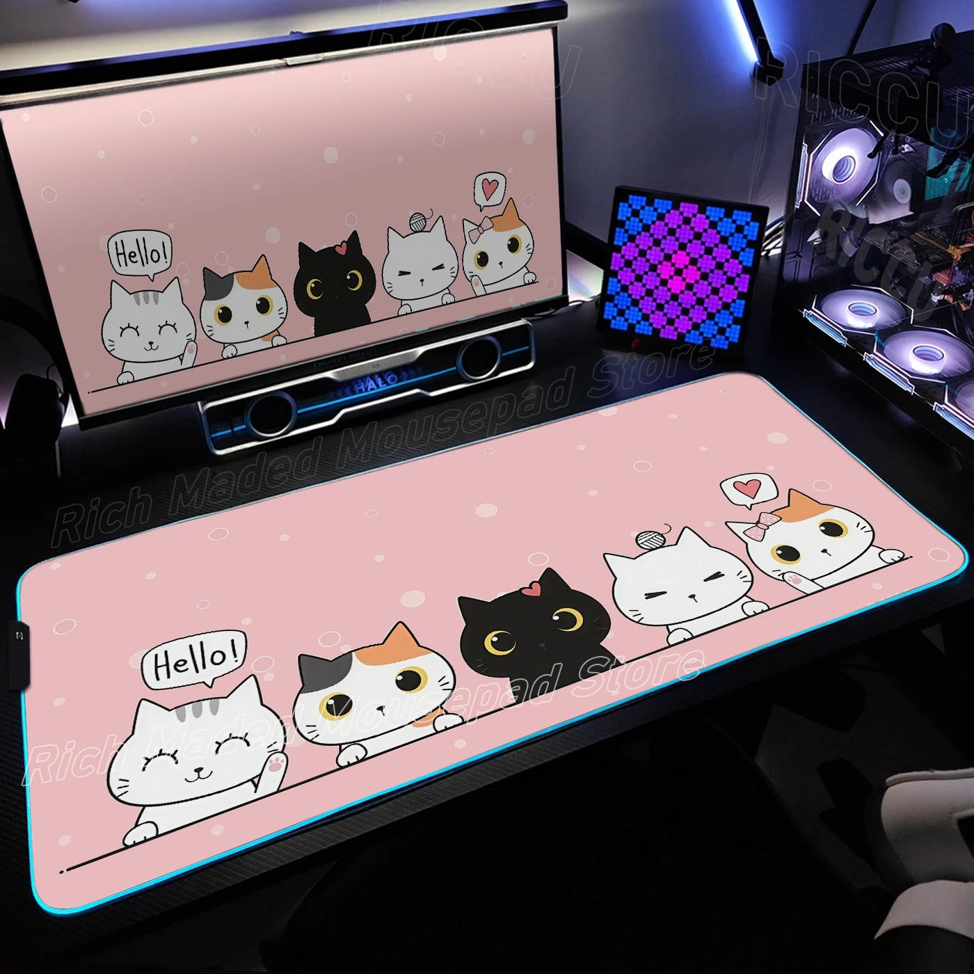 KittyGlow RGB Gaming Desk Mat