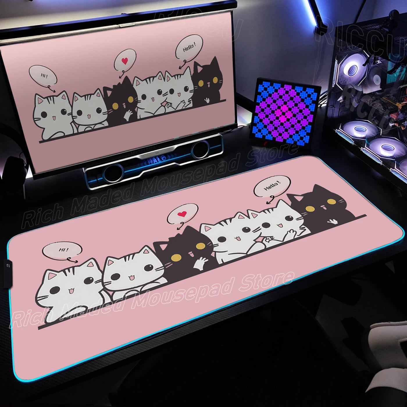 KittyGlow RGB Gaming Desk Mat