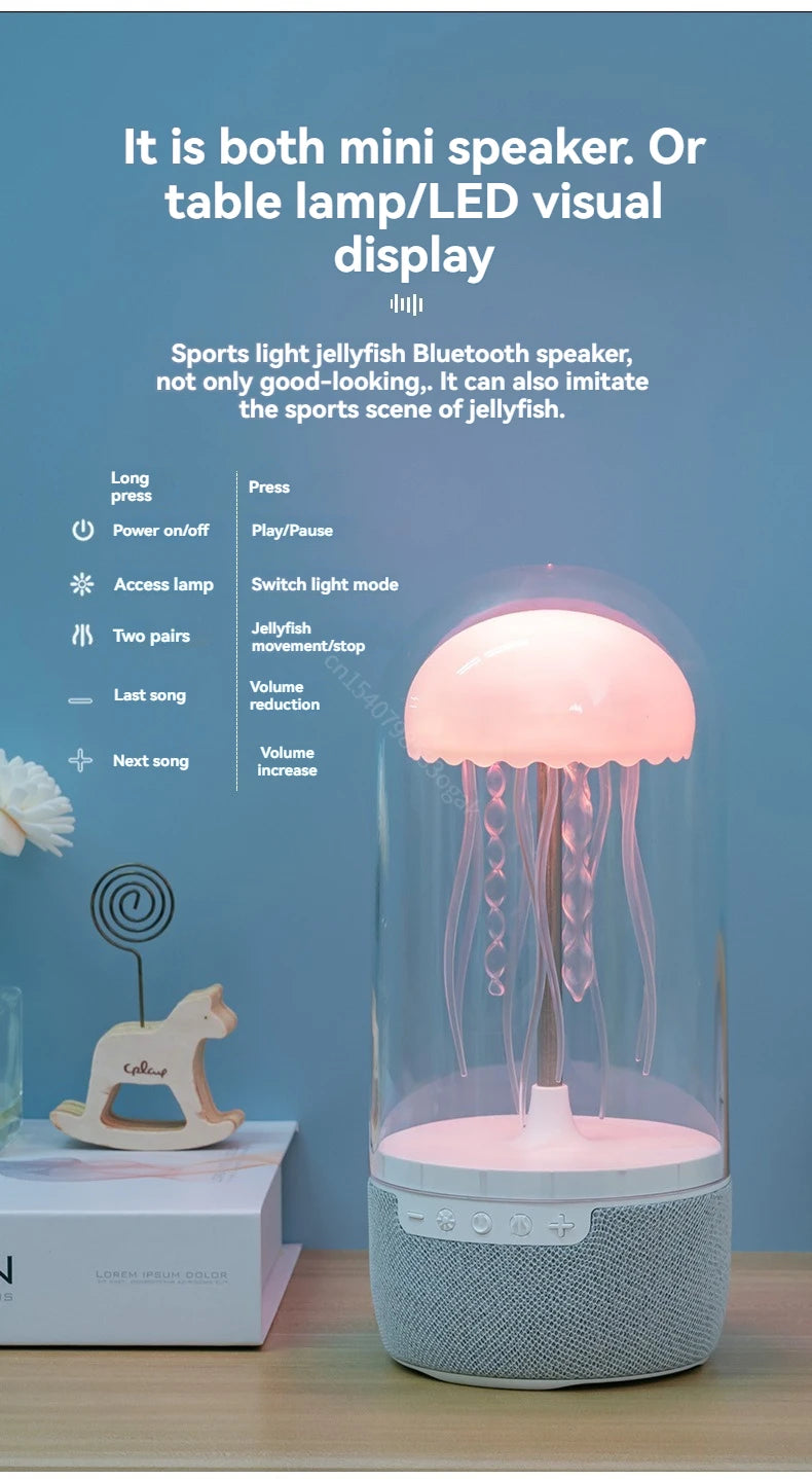 Colorful Jellyfish Lamp Bluetooth Speaker HiFi Stereo Speaker with Lights for Home Office