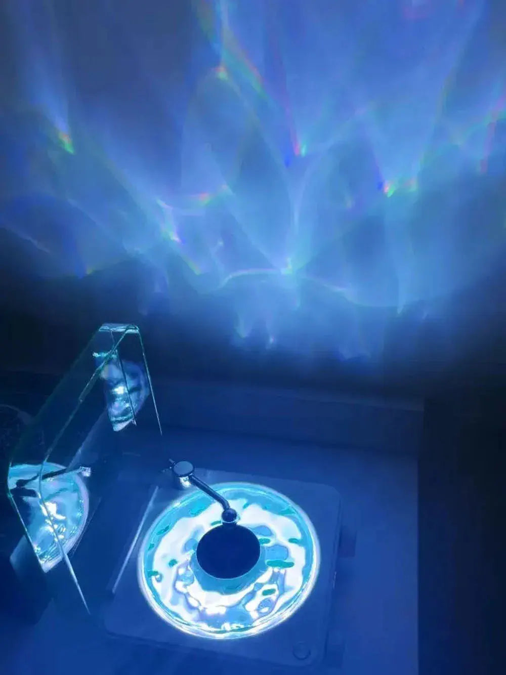 Retro Turntable Speaker With White Noise Wireless Bluetooth Vinyl Record Player Stereo Sound RGB Projection Lamp Effect