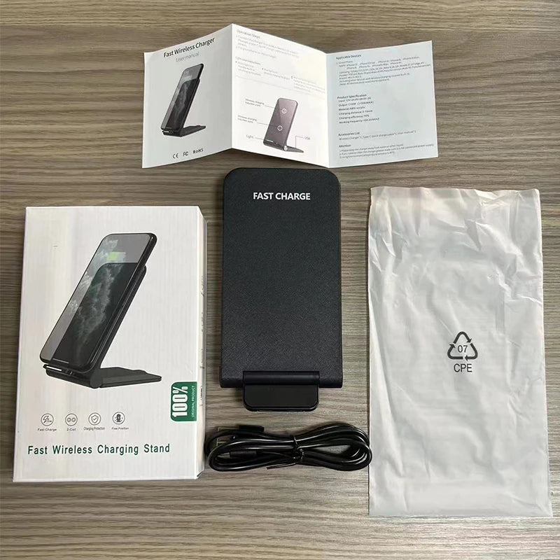 30W Foldable Wireless Charger Stand Pad For iPhone 15 14 13 12 11 X XS Samsung S22 S20 S10 Xiaomi Fast Charging Station