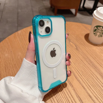Transparent Magnetic Shockproof iPhone case with Wireless Charging