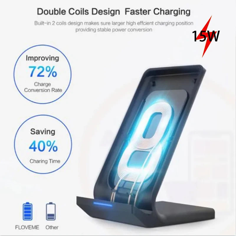 30W Foldable Wireless Charger Stand Pad For iPhone 15 14 13 12 11 X XS Samsung S22 S20 S10 Xiaomi Fast Charging Station