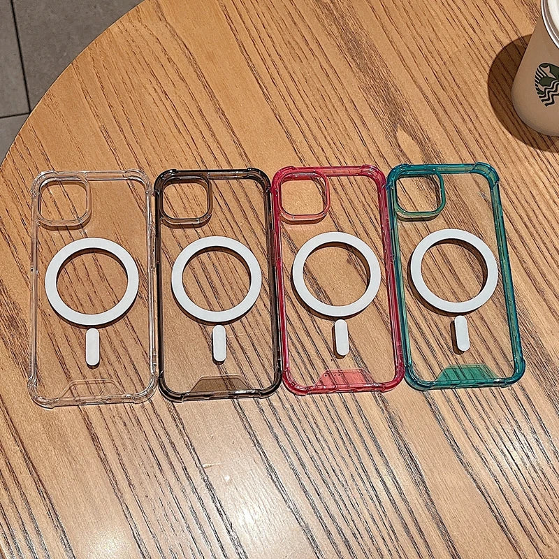 Transparent Magnetic Shockproof iPhone case with Wireless Charging