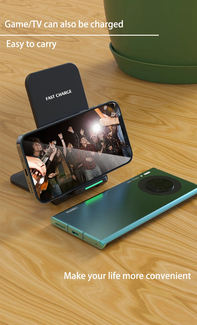 30W Foldable Wireless Charger Stand Pad For iPhone 15 14 13 12 11 X XS Samsung S22 S20 S10 Xiaomi Fast Charging Station