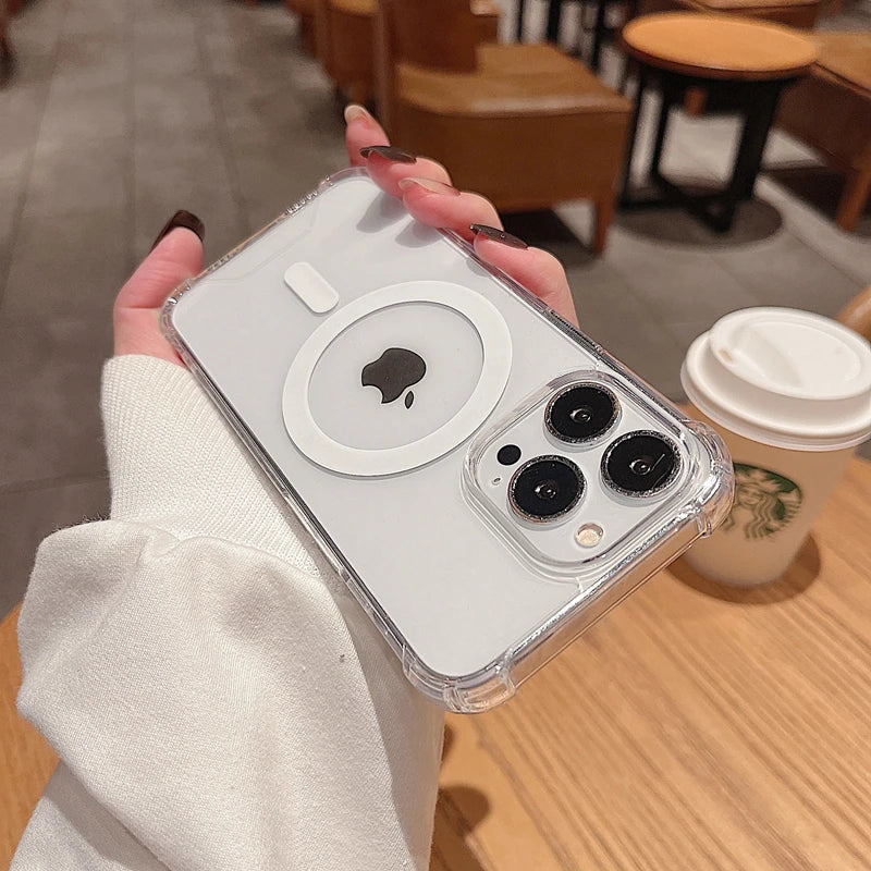 Transparent Magnetic Shockproof iPhone case with Wireless Charging