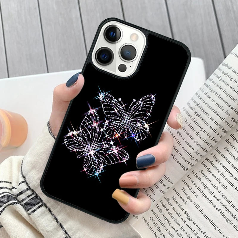 Pretty Butterfly iPhone Case -NEON SPARKLY BUTTERFLIES for iPhone 16 15 14 Pro MAX Plus cover shell