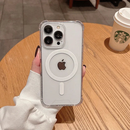 Transparent Magnetic Shockproof iPhone case with Wireless Charging