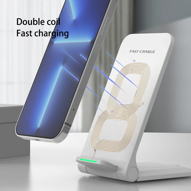 30W Foldable Wireless Charger Stand Pad For iPhone 15 14 13 12 11 X XS Samsung S22 S20 S10 Xiaomi Fast Charging Station