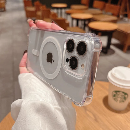 Transparent Magnetic Shockproof iPhone case with Wireless Charging