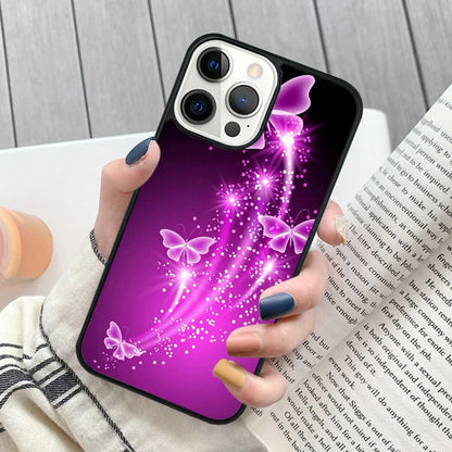 Pretty Butterfly iPhone Case -NEON SPARKLY BUTTERFLIES for iPhone 16 15 14 Pro MAX Plus cover shell