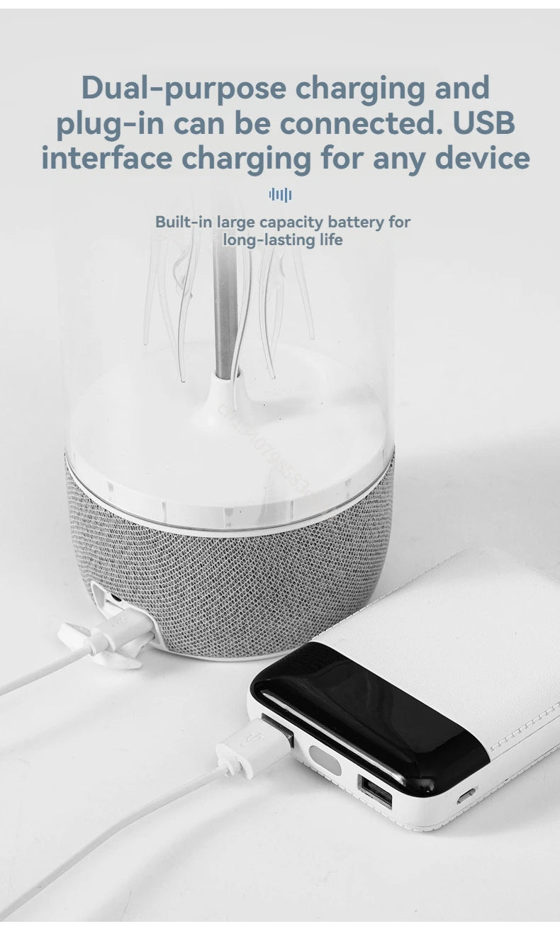 Colorful Jellyfish Lamp Bluetooth Speaker HiFi Stereo Speaker with Lights for Home Office