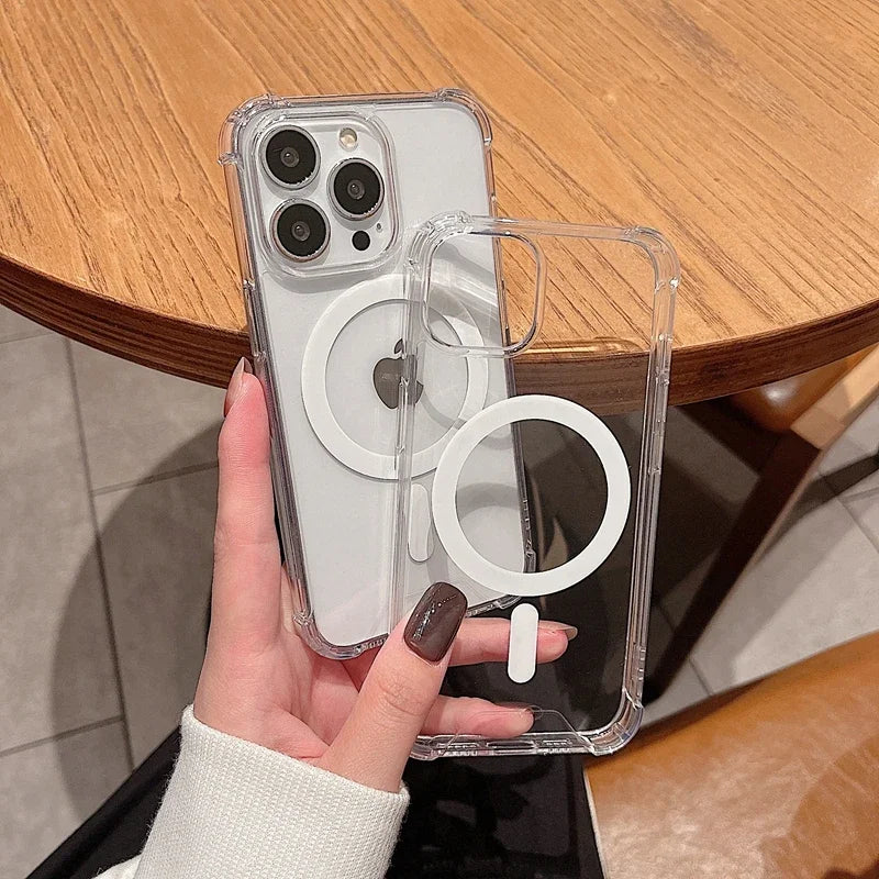 Transparent Magnetic Shockproof iPhone case with Wireless Charging
