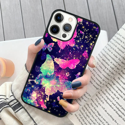 Pretty Butterfly iPhone Case -NEON SPARKLY BUTTERFLIES for iPhone 16 15 14 Pro MAX Plus cover shell