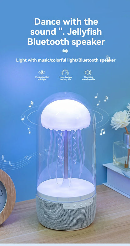 Colorful Jellyfish Lamp Bluetooth Speaker HiFi Stereo Speaker with Lights for Home Office