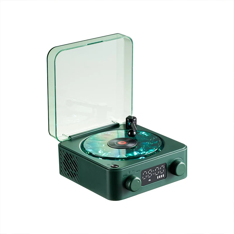 Retro Turntable Speaker With White Noise Wireless Bluetooth Vinyl Record Player Stereo Sound RGB Projection Lamp Effect