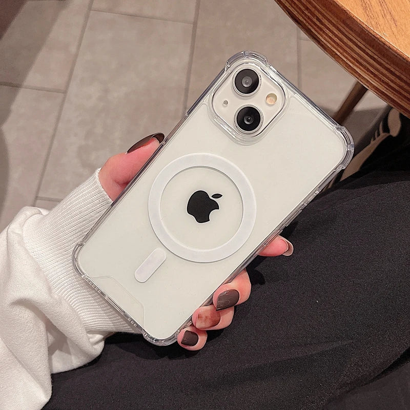 Transparent Magnetic Shockproof iPhone case with Wireless Charging