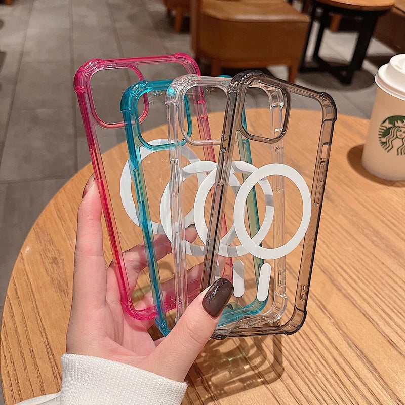 Transparent Magnetic Shockproof iPhone case with Wireless Charging