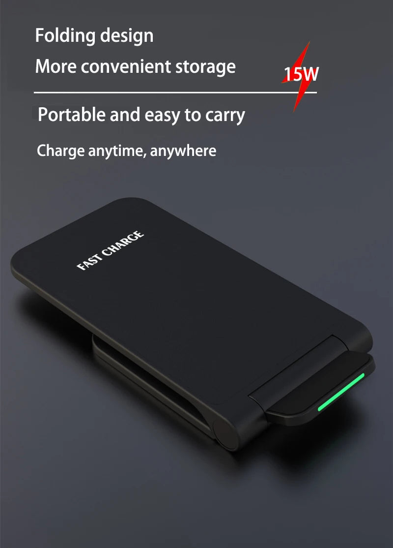 30W Foldable Wireless Charger Stand Pad For iPhone 15 14 13 12 11 X XS Samsung S22 S20 S10 Xiaomi Fast Charging Station